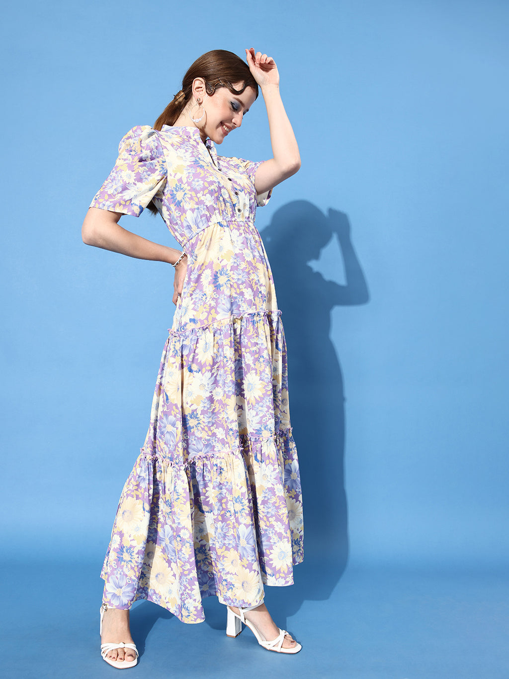 Athena Lavender Floral Print Maxi Dress