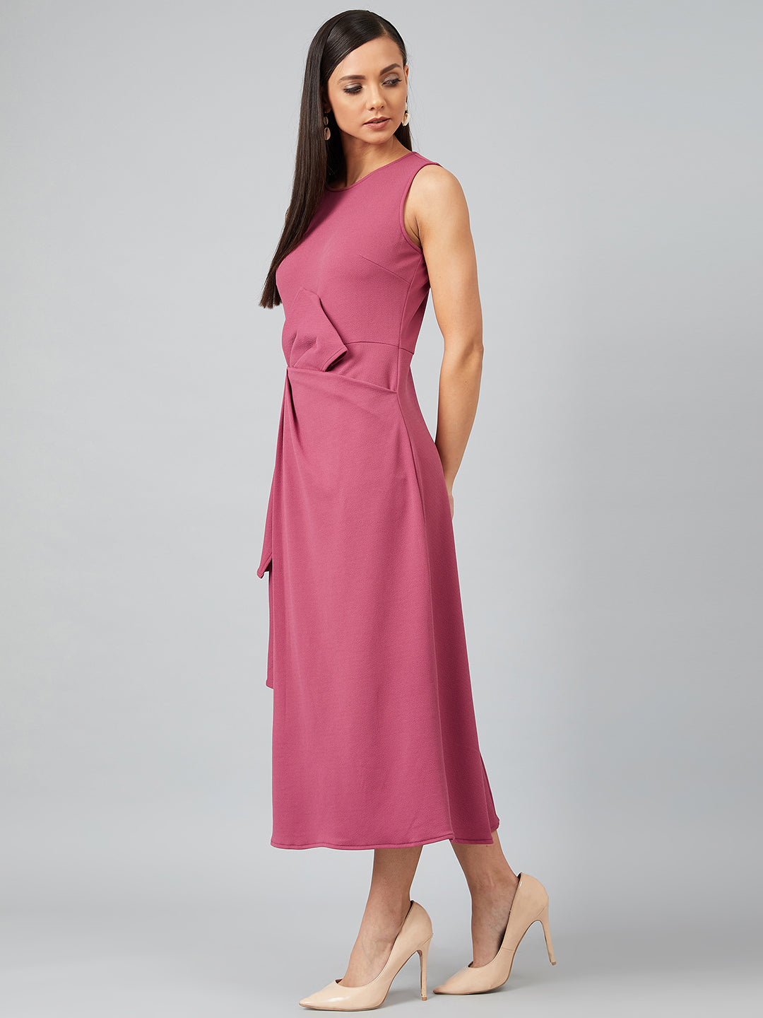 Athena Women Pink Solid A-Line Dress
