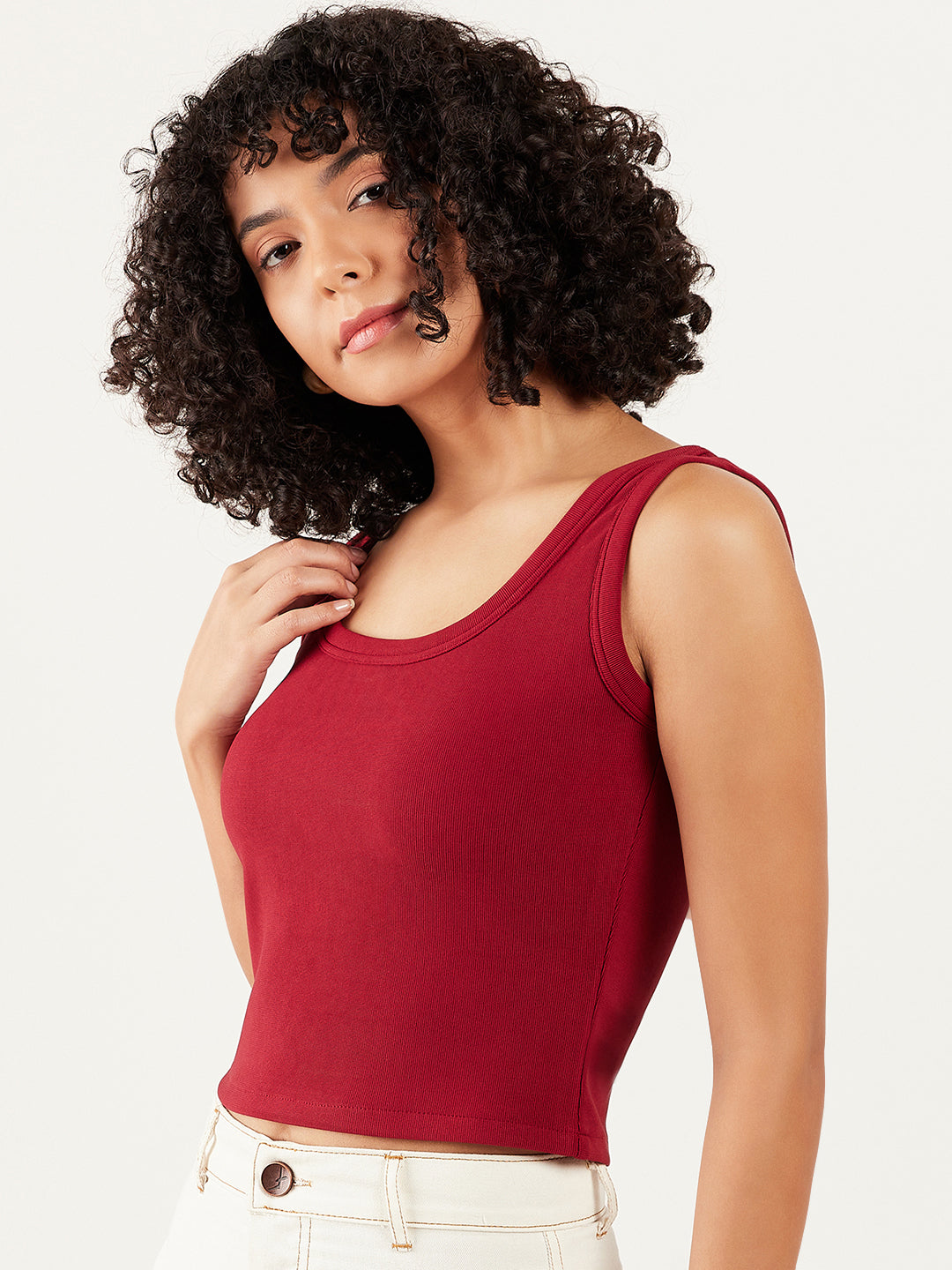 Athena Scoop-Neck Crop Tank Top