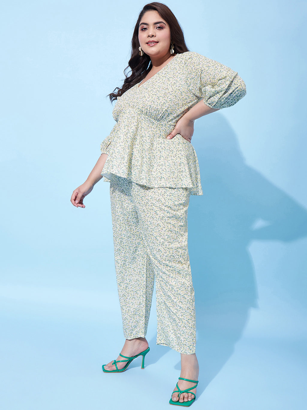 Athena Ample Plus Size Floral Printed Top With Trouser