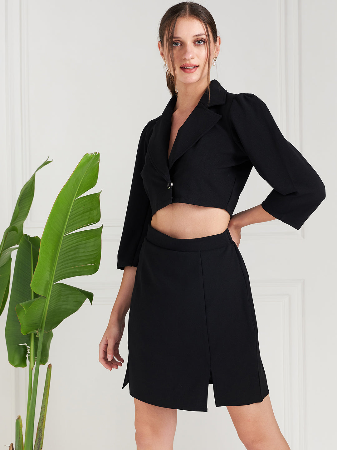 Athena Lapel Collar Coat With Skirt Co-Ords