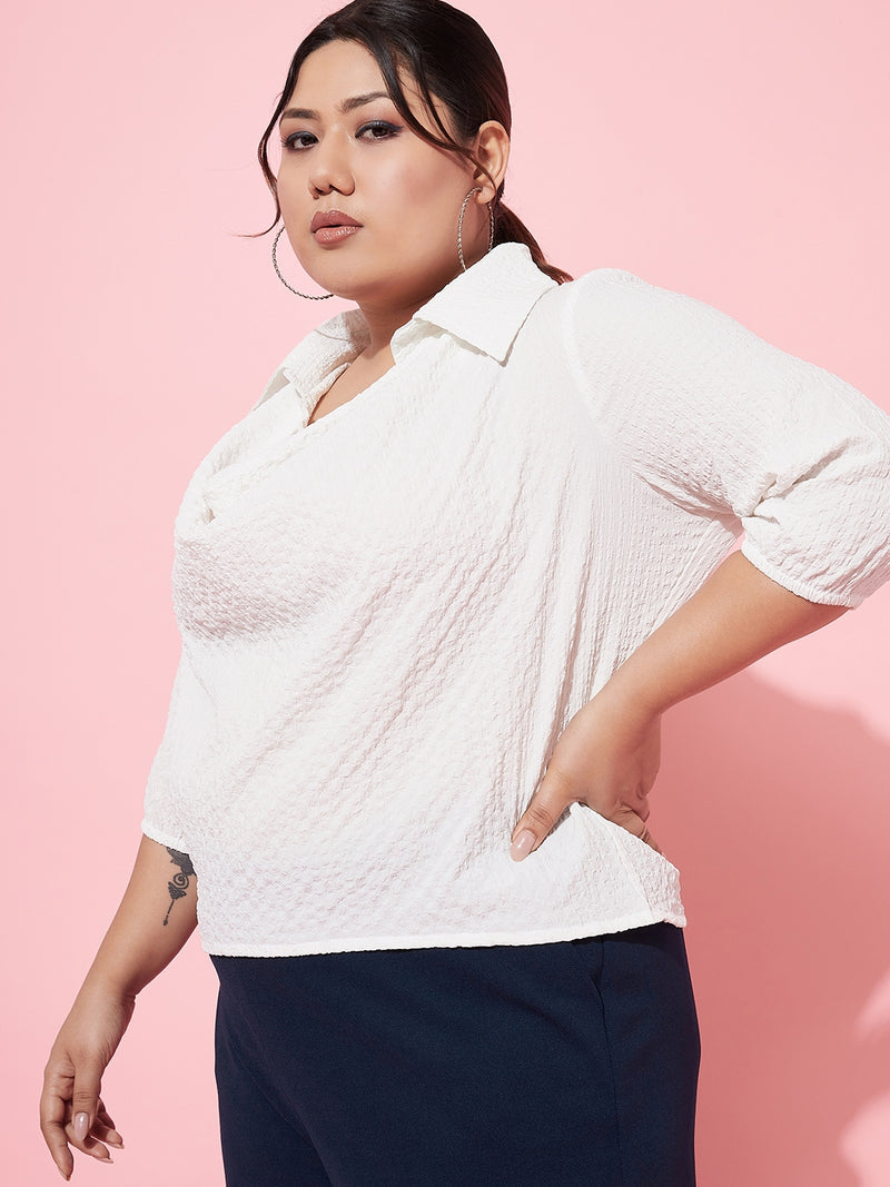 Athena Ample Plus Size Self Designed Cowl Neck Casual Top