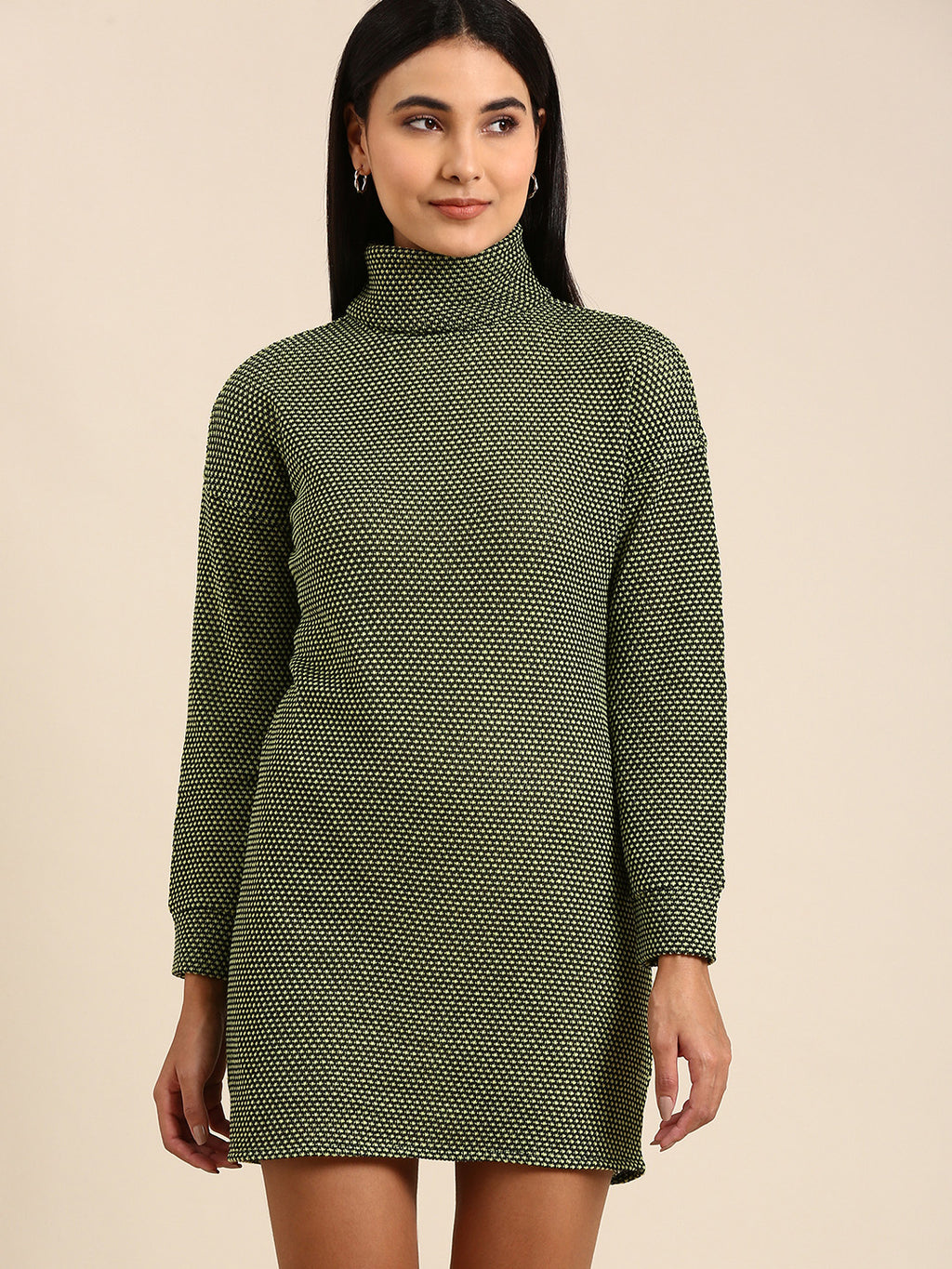 Athena Green Woollen Sweater Dress