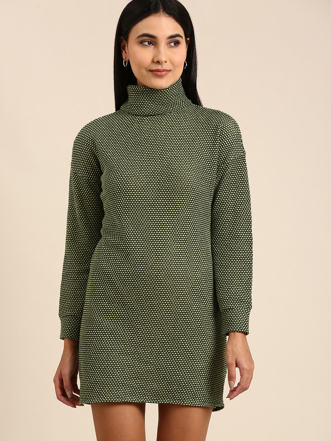Athena Green Woollen Sweater Dress