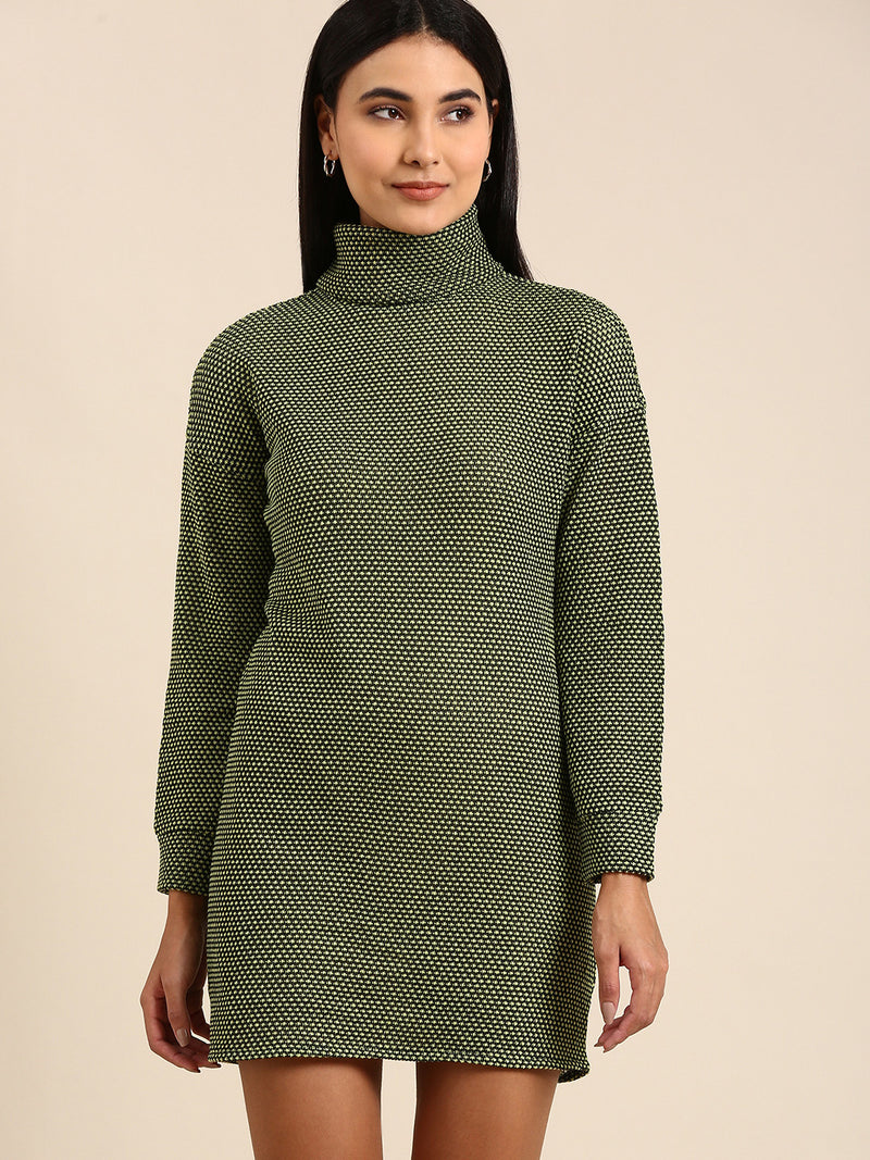 Athena Green Woollen Sweater Dress