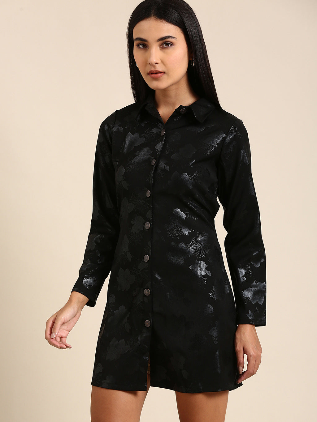 Athena Black Floral A-Line Dress