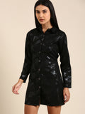 Athena Black Floral A-Line Dress