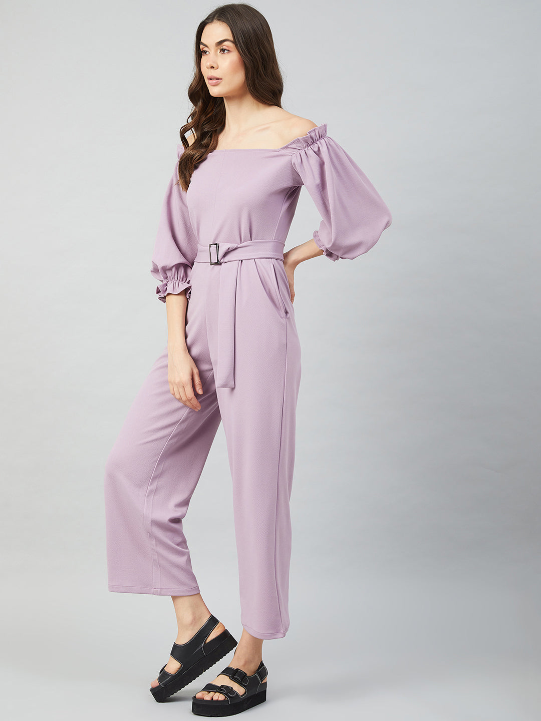 Athena Women Lavender Solid Jumpsuit