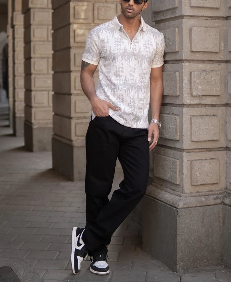 Grey Regular Fit Polo T-Shirt