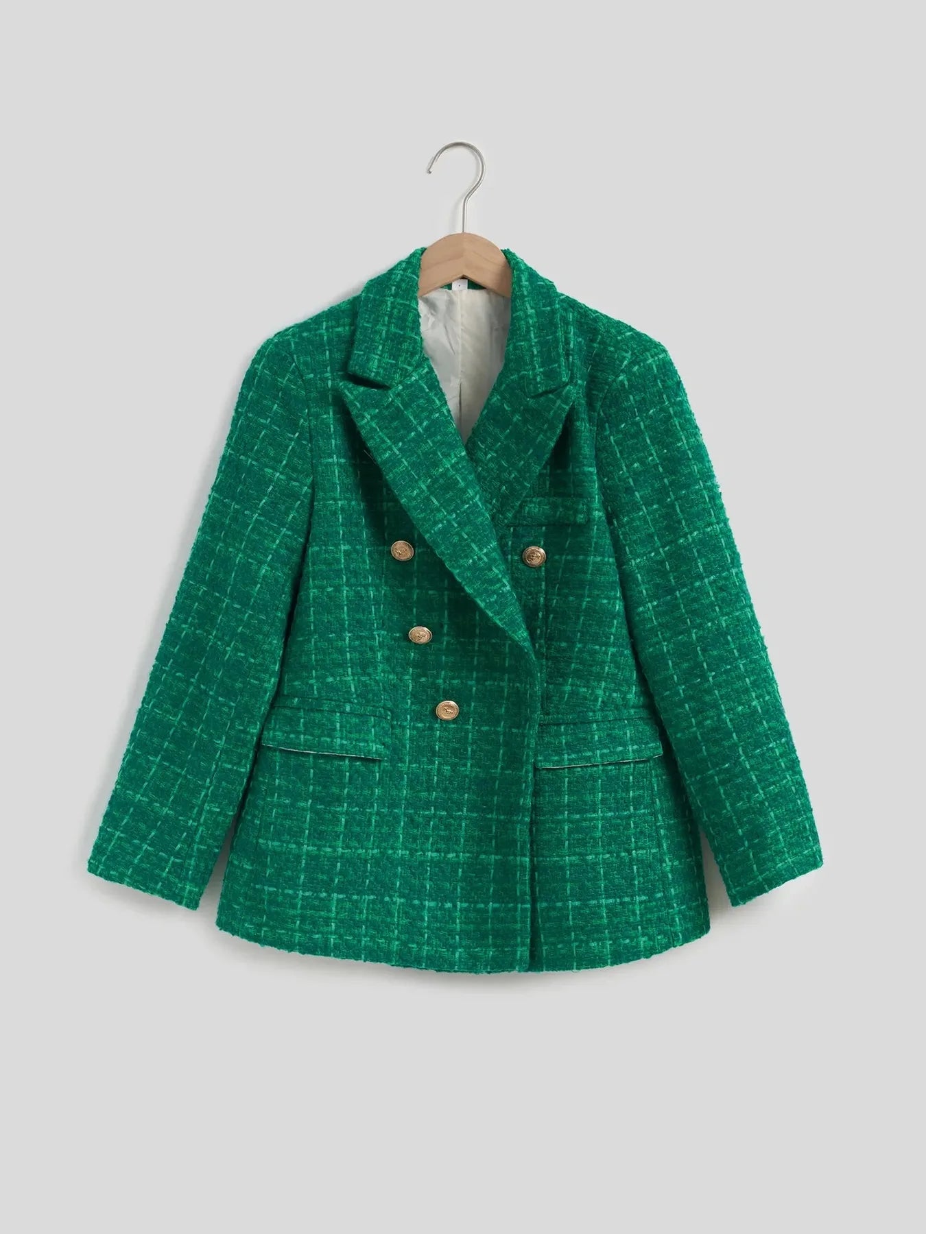 Plaid Tweed Blazer - Green