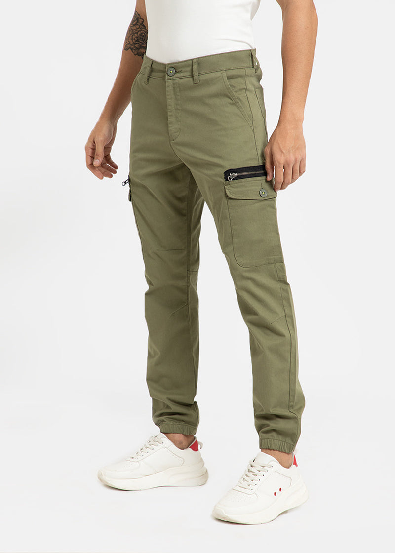 Moss Green Elasticated Cargo Pant