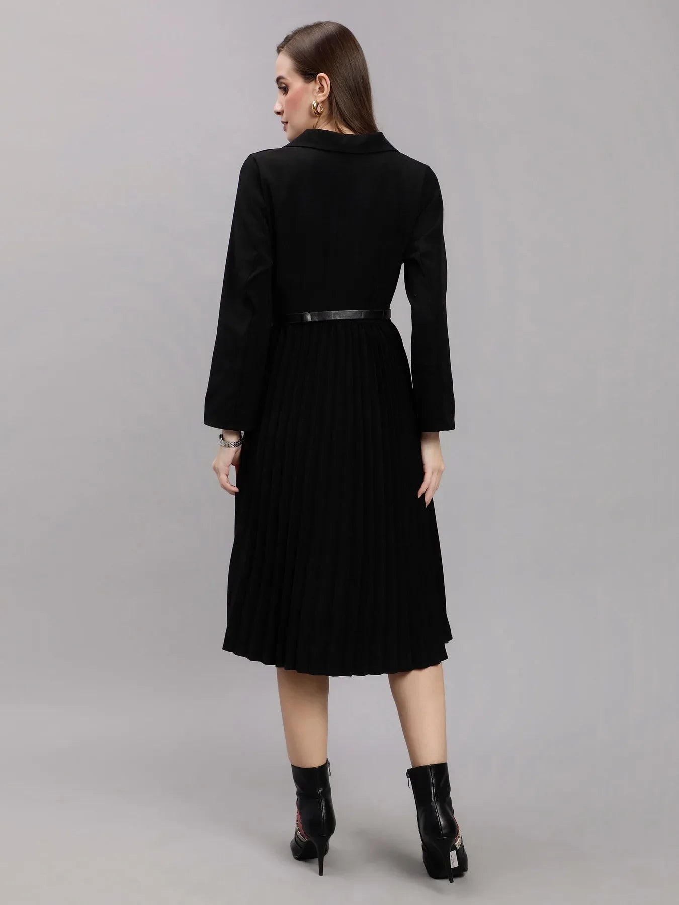 Blazer Pleated Dress - Black