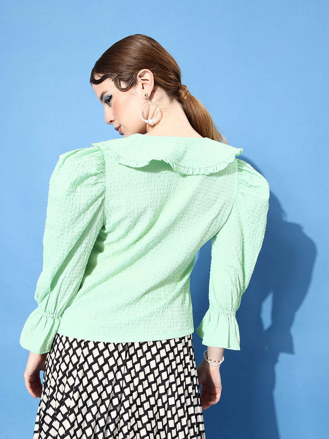 Athena Green Crushed Top With Zoom Collars