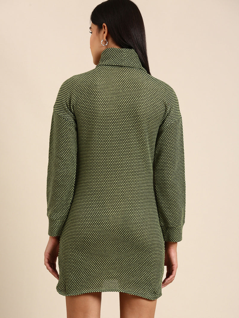 Athena Green Woollen Sweater Dress