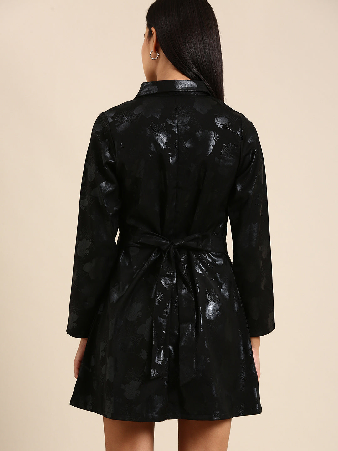 Athena Black Floral A-Line Dress