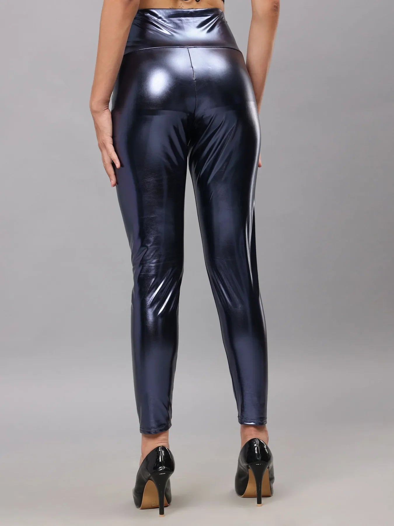 Metallic Shimmer Leggings - Navy