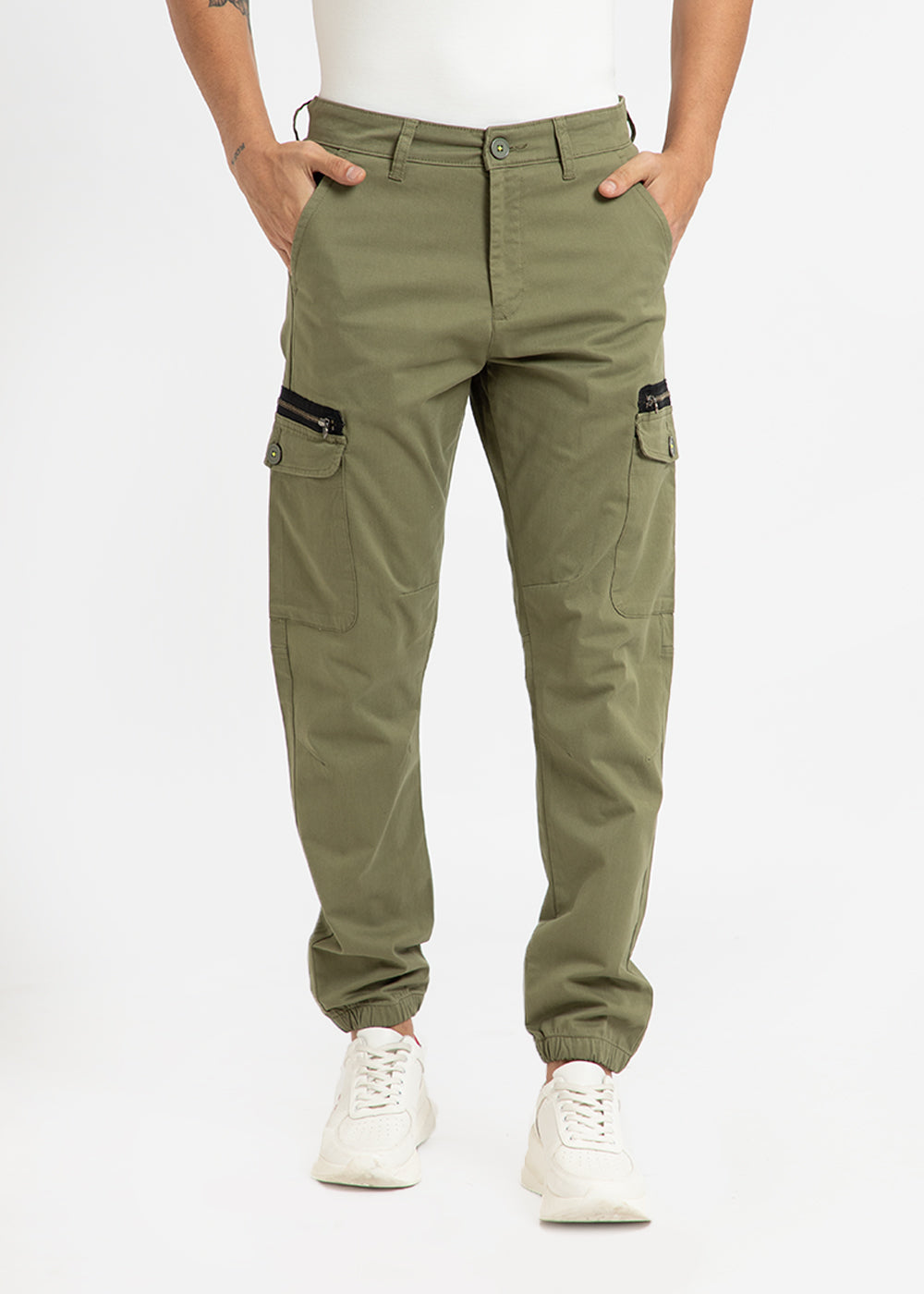 Moss Green Elasticated Cargo Pant