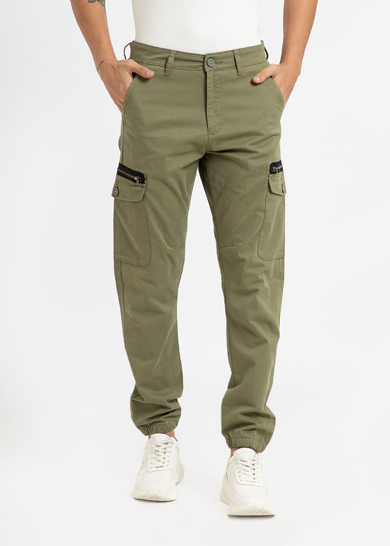 Moss Green Elasticated Cargo Pant