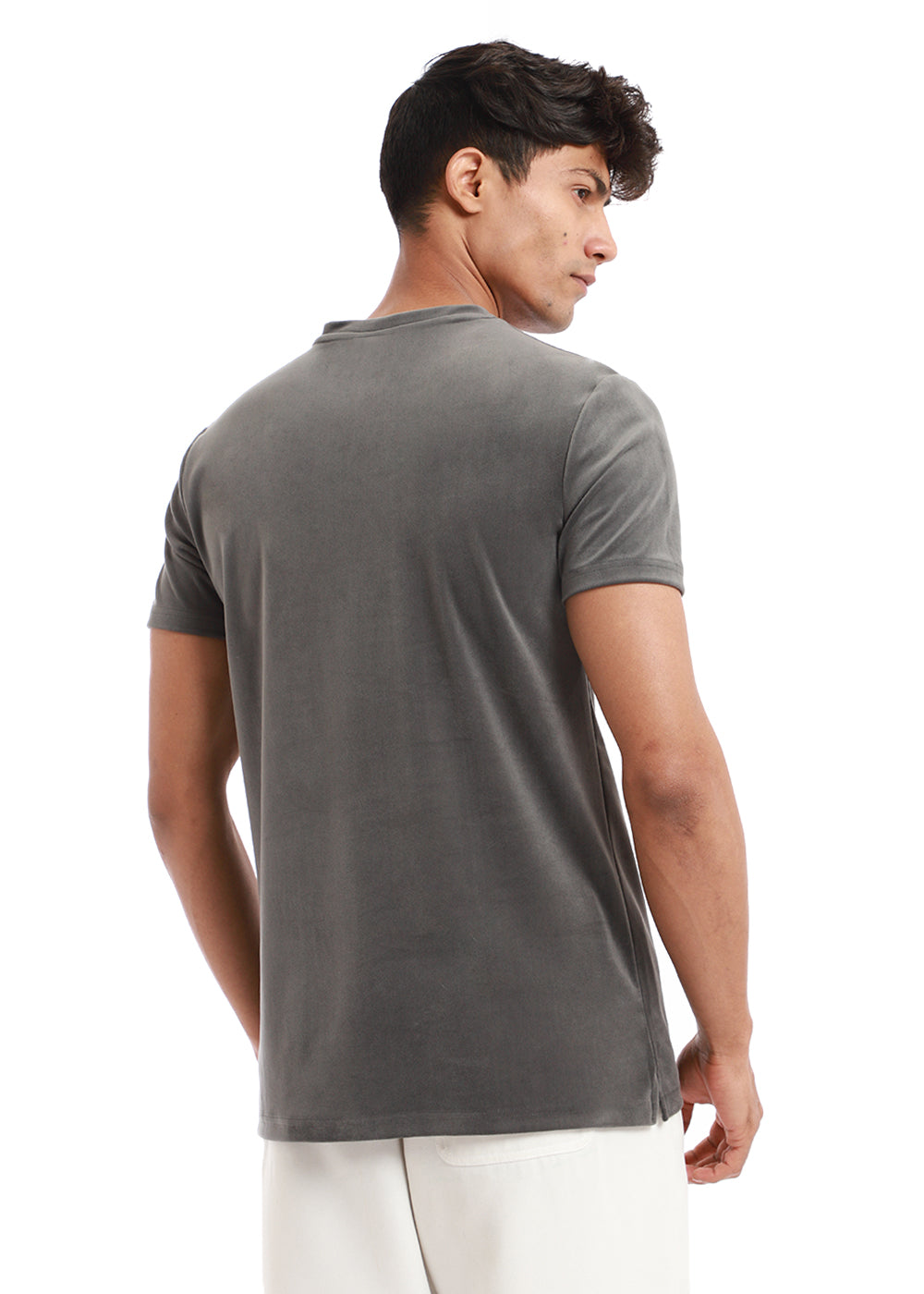 Glacier Gray Plain Suede T-shirt