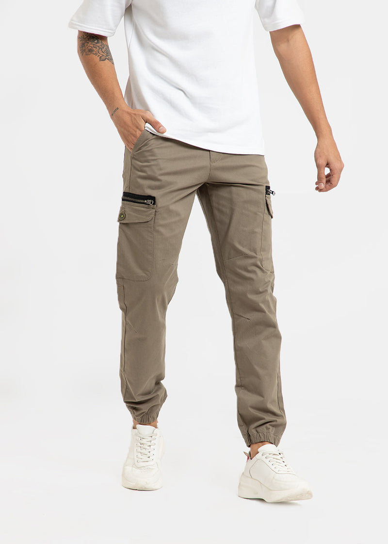 Tan Brown Elasticated Cargo Pant