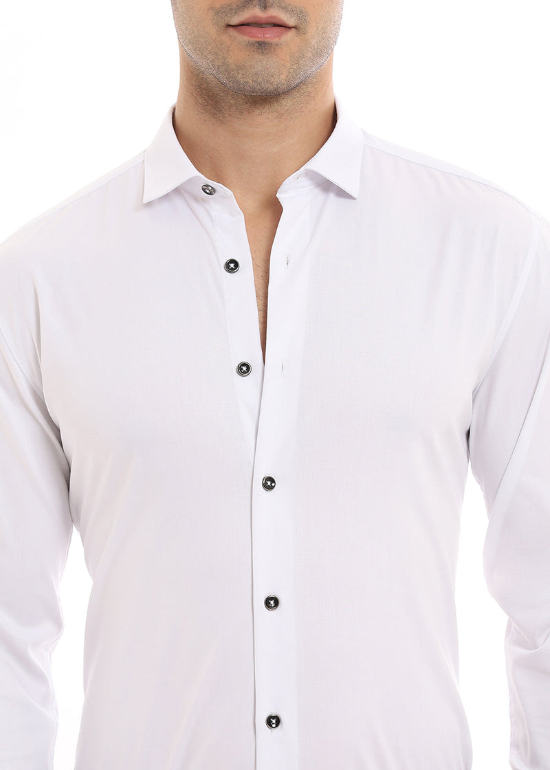 Wrinkle  Free White Plain Shirt