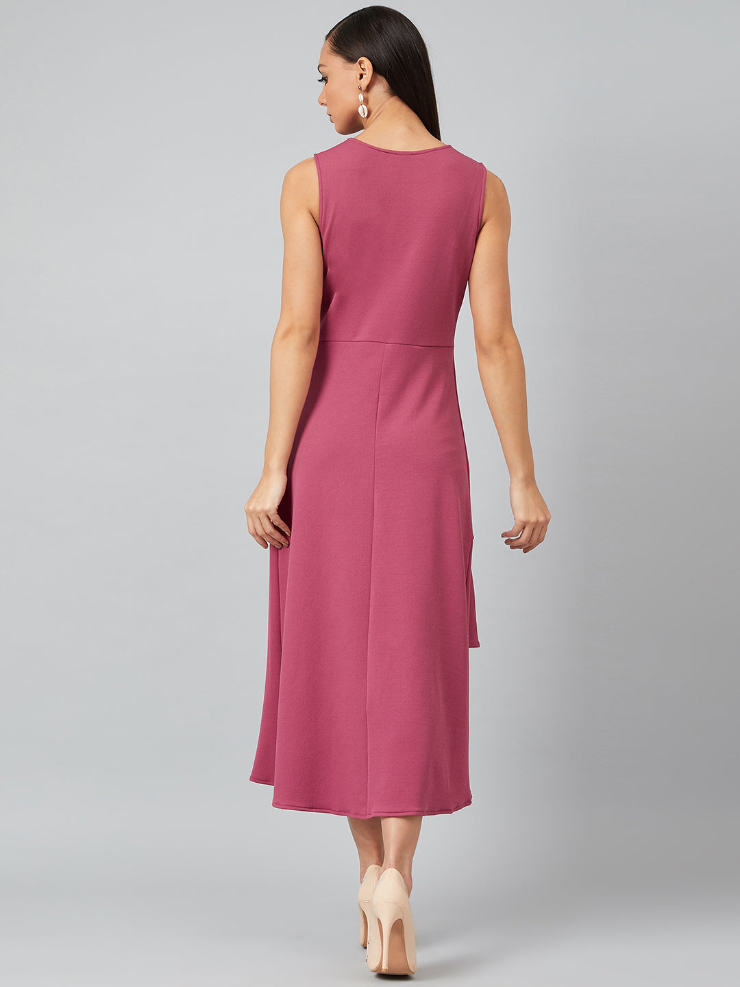 Athena Women Pink Solid A-Line Dress