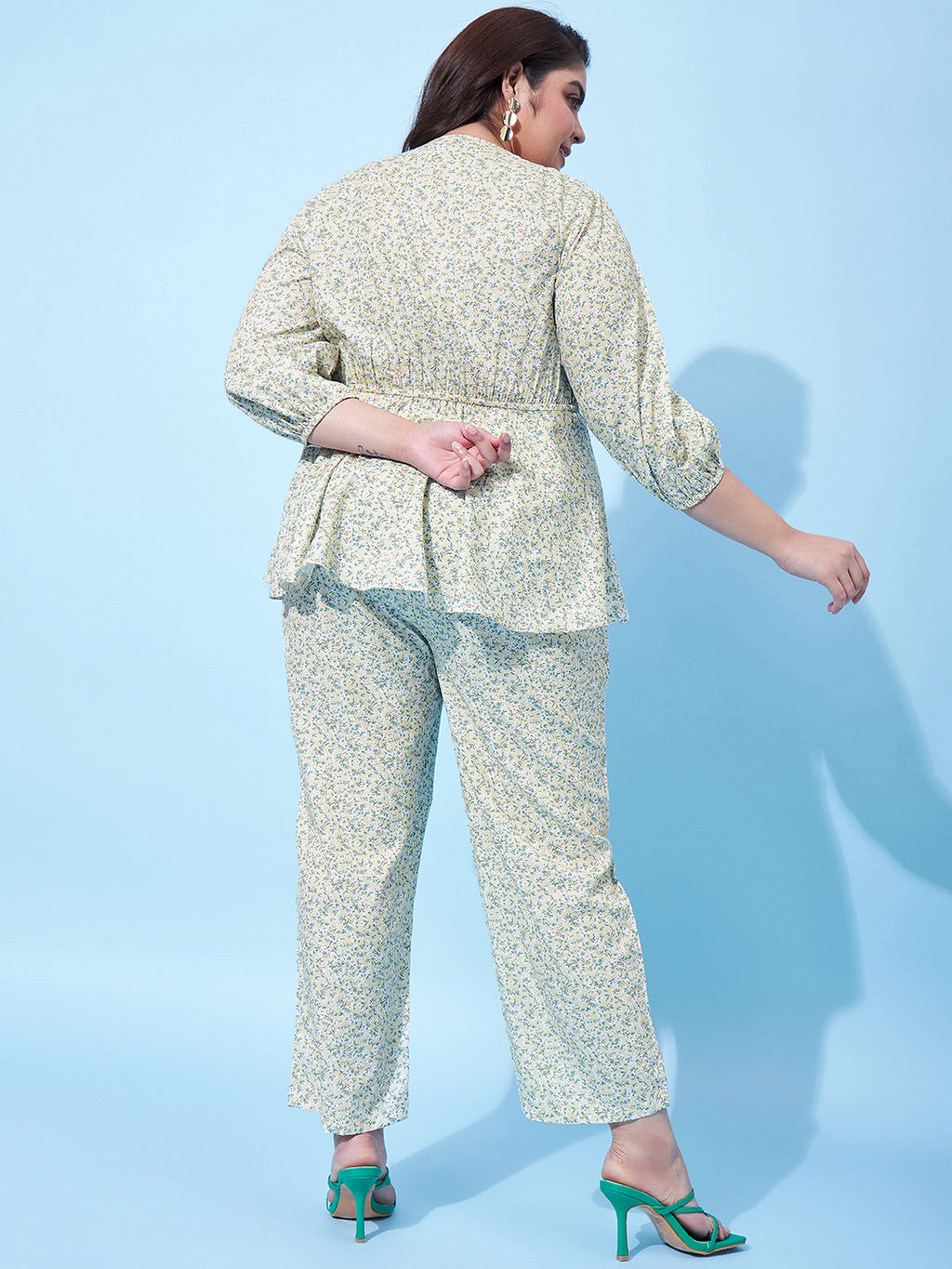 Athena Ample Plus Size Floral Printed Top With Trouser