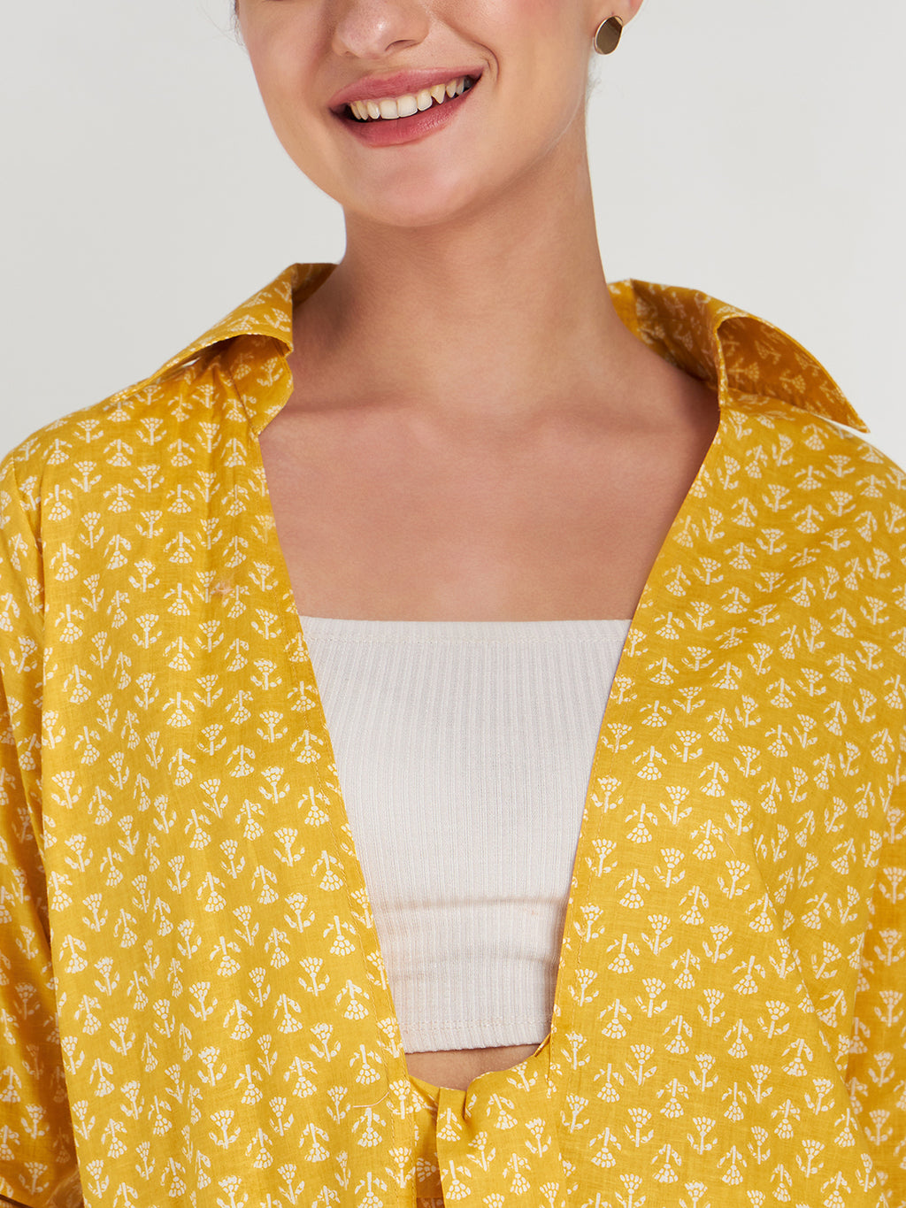 Athena Floral Printed Cotton Tie Up Shrug