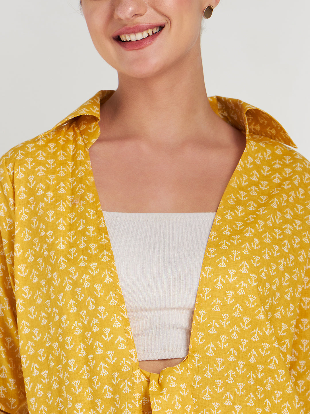 Athena Floral Printed Cotton Tie Up Shrug