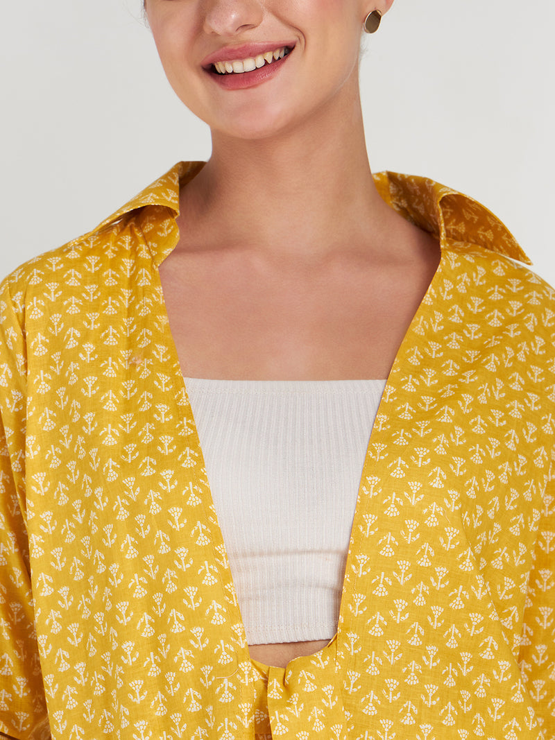 Athena Floral Printed Cotton Tie Up Shrug