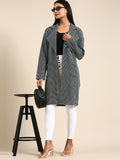 Athena Women Sea Green Black Longline Shrug