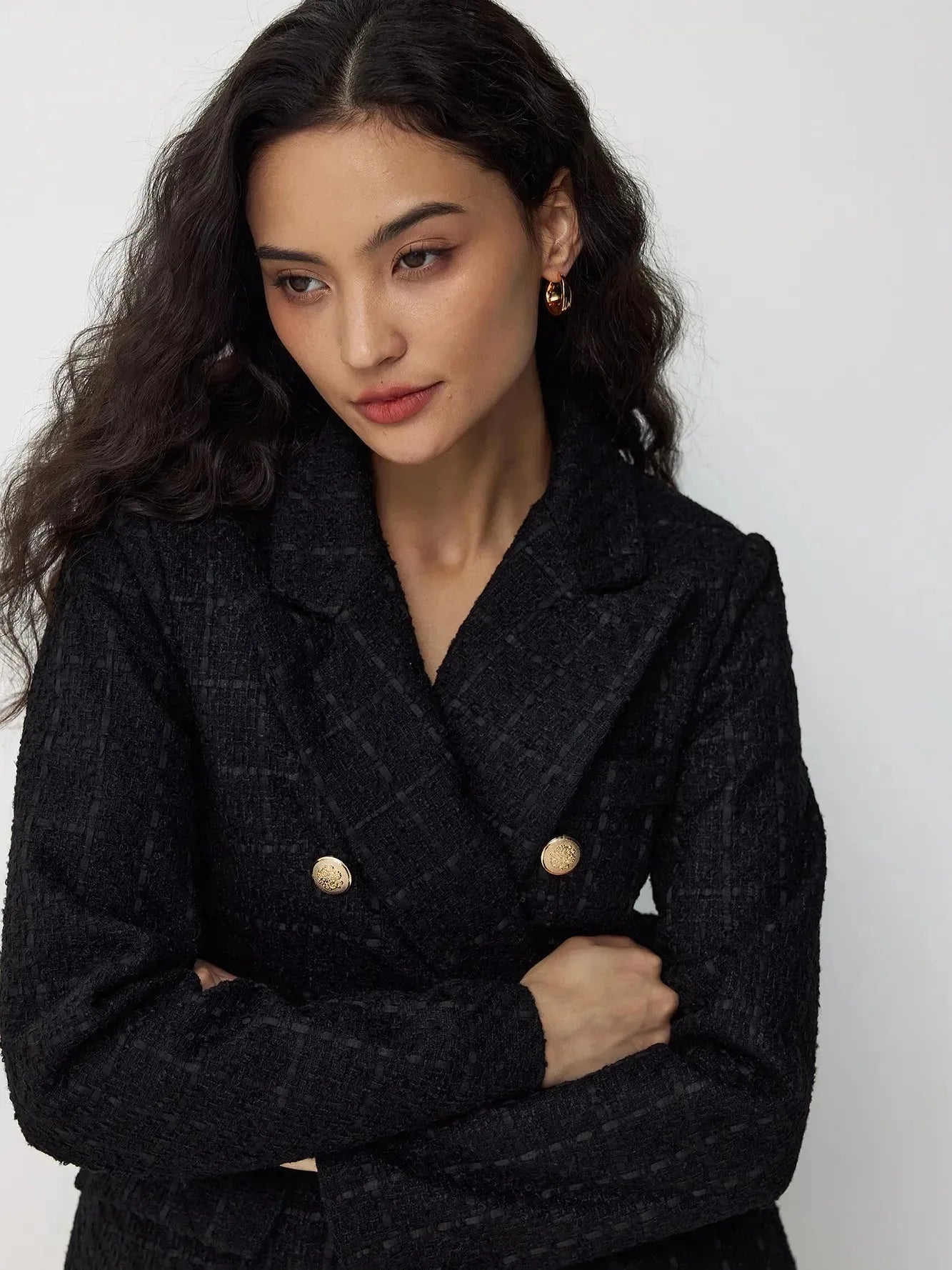 Classic Tweed Blazer - Black