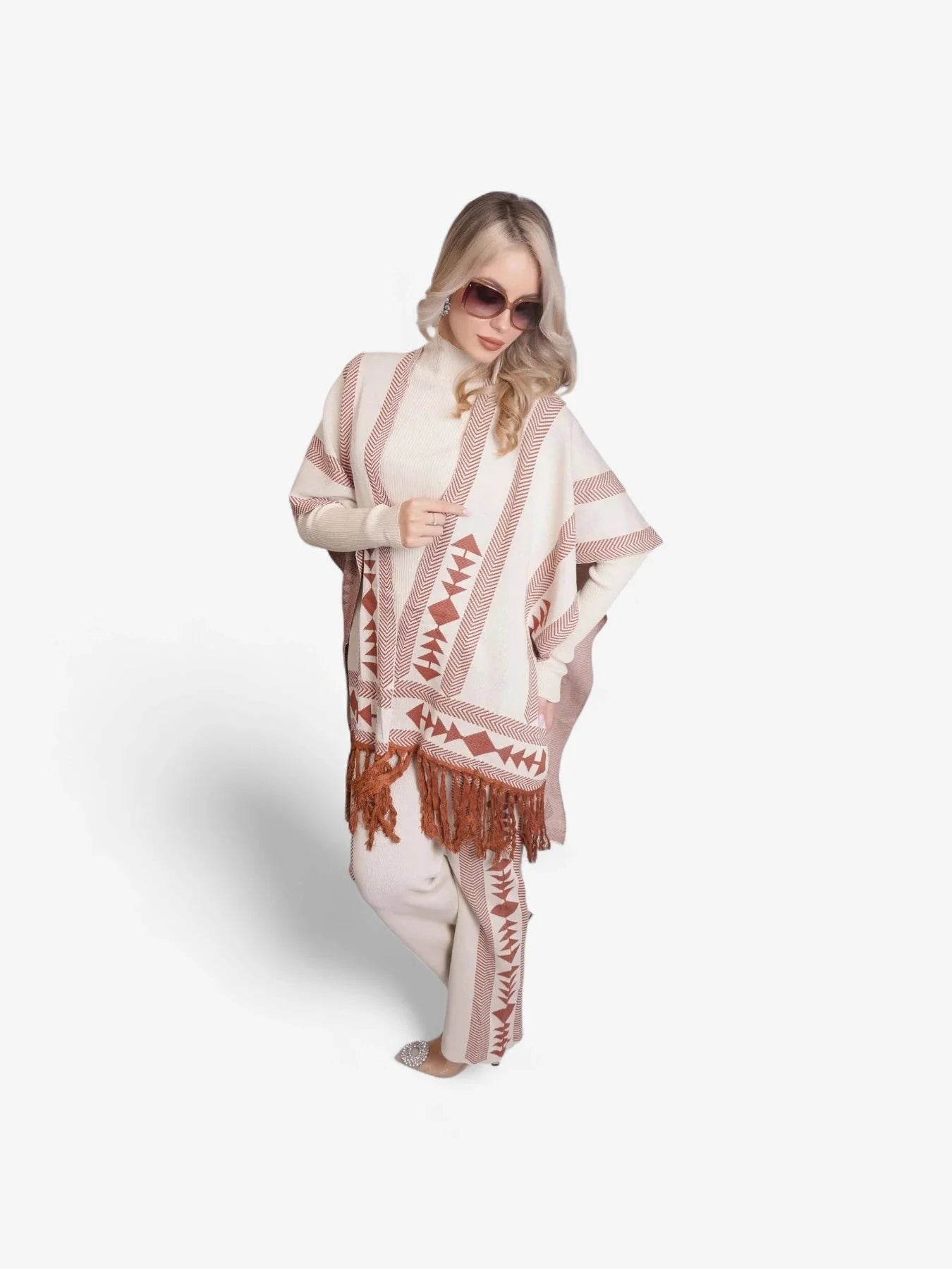 Aztec Printed Three Piece Set - Off White