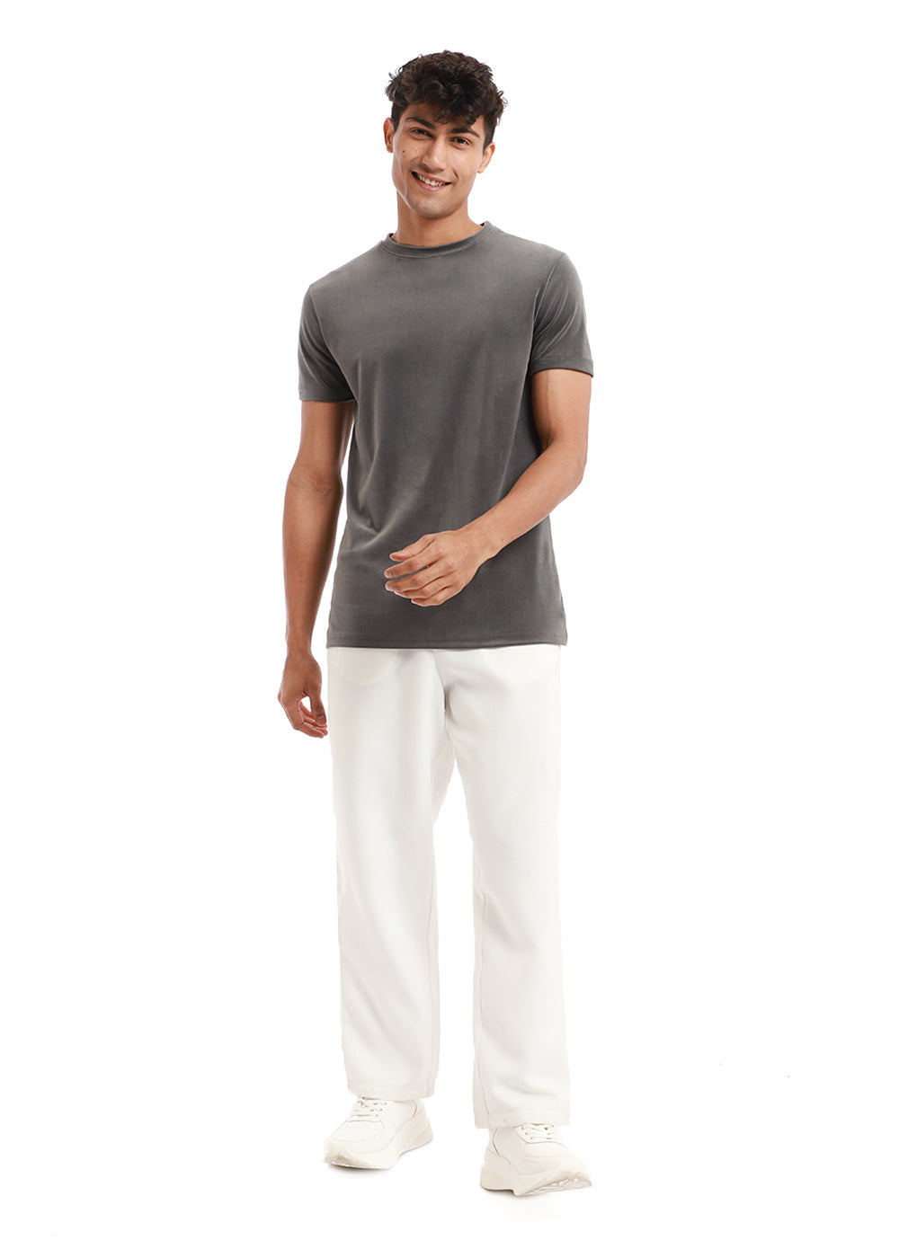Glacier Gray Plain Suede T-shirt