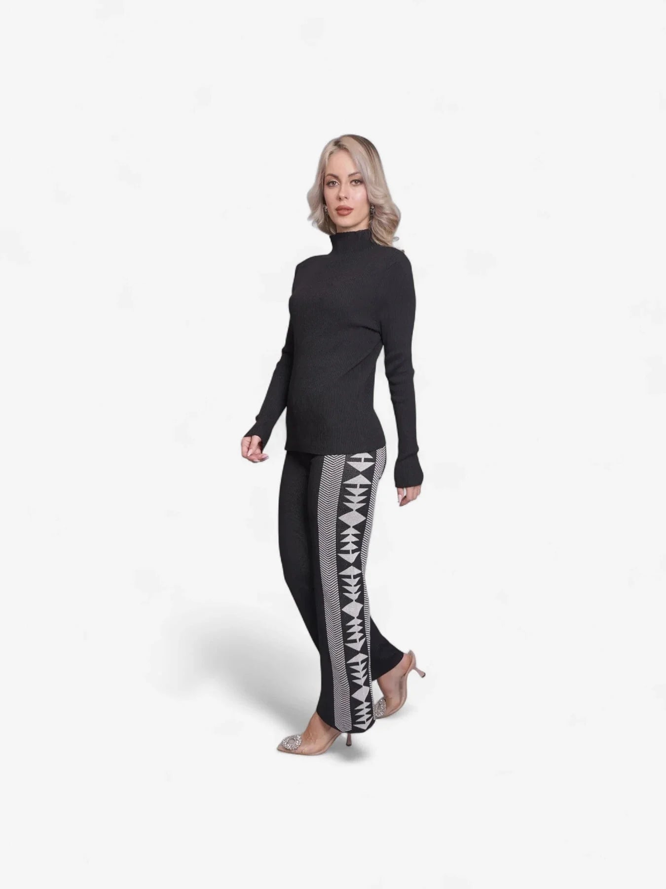 Aztec Printed Three Piece Set - Black
