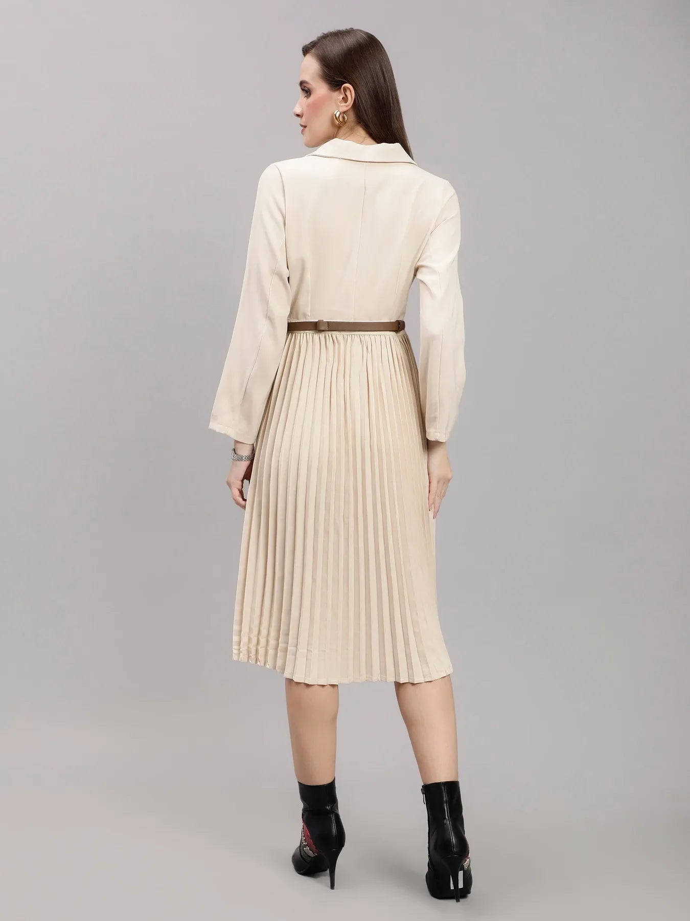 Blazer Pleated Dress - Off White