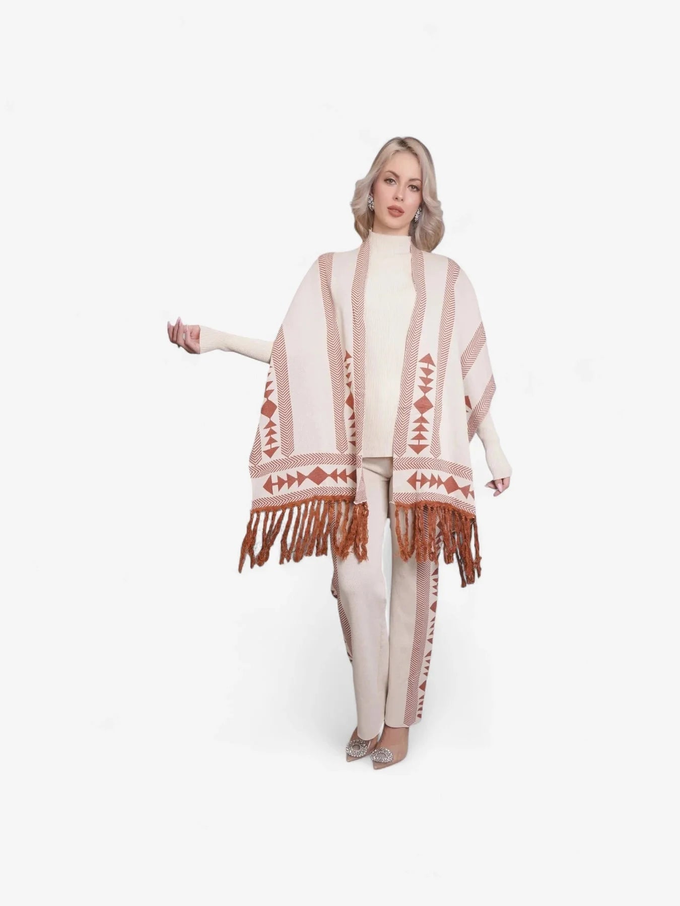 Aztec Printed Three Piece Set - Off White
