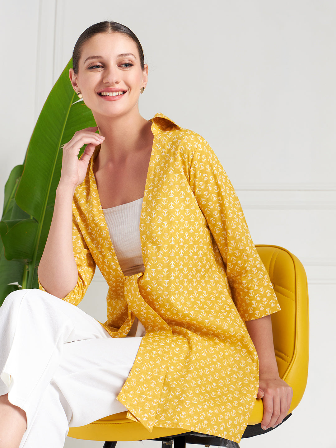 Athena Floral Printed Cotton Tie Up Shrug