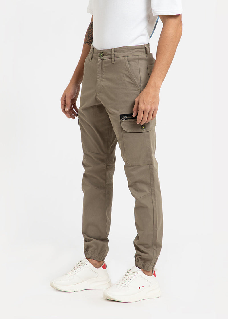 Tan Brown Elasticated Cargo Pant