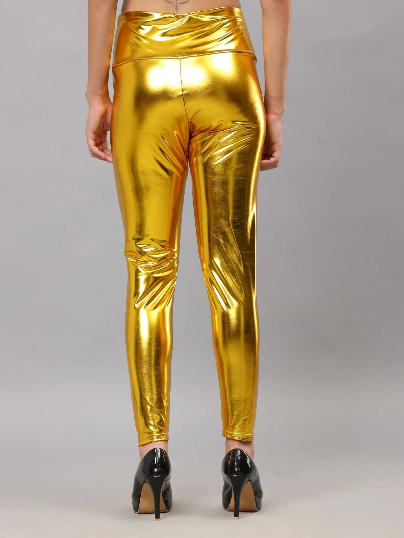 Metallic Shimmer Leggings - Yellow
