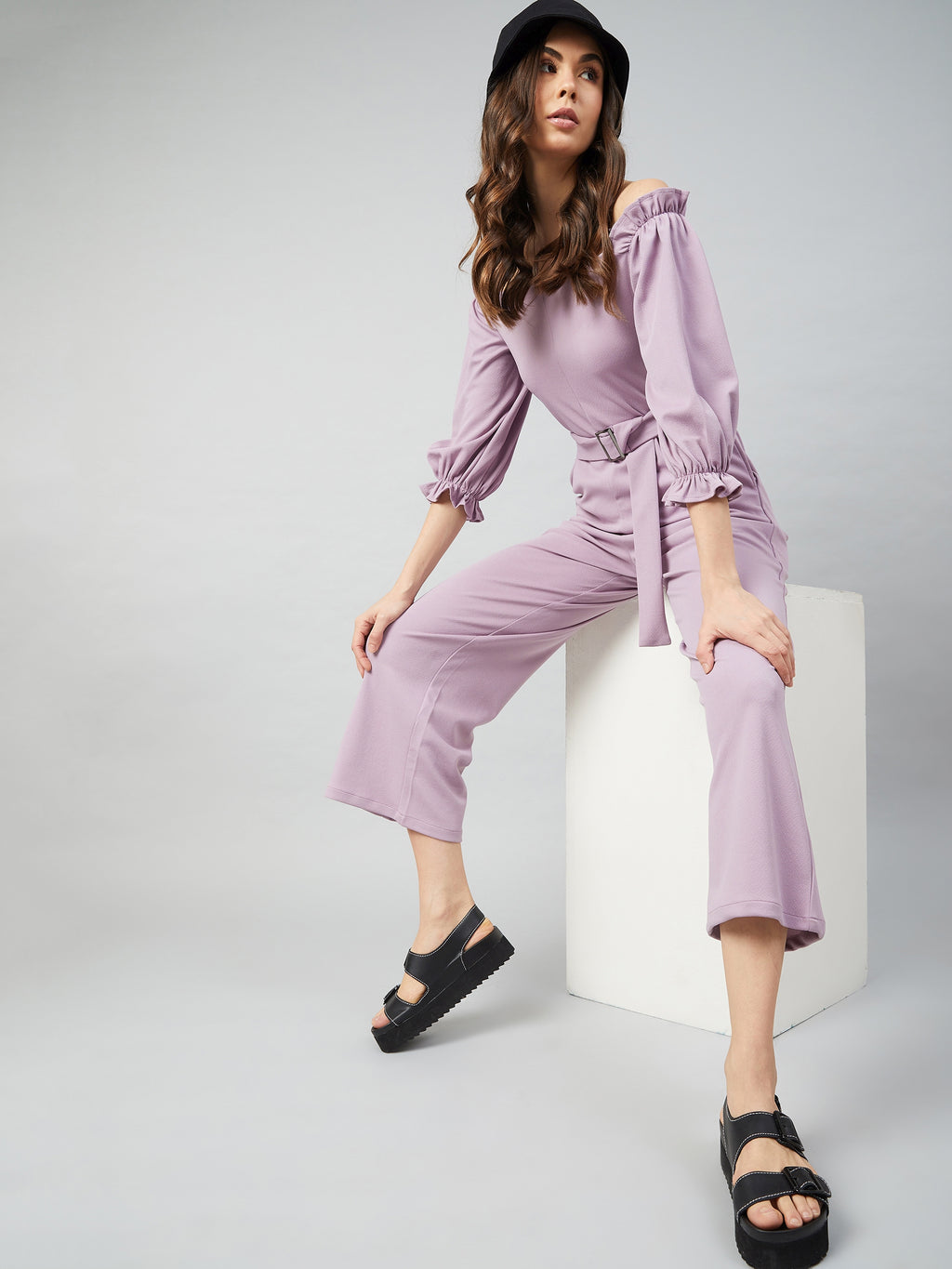 Athena Women Lavender Solid Jumpsuit