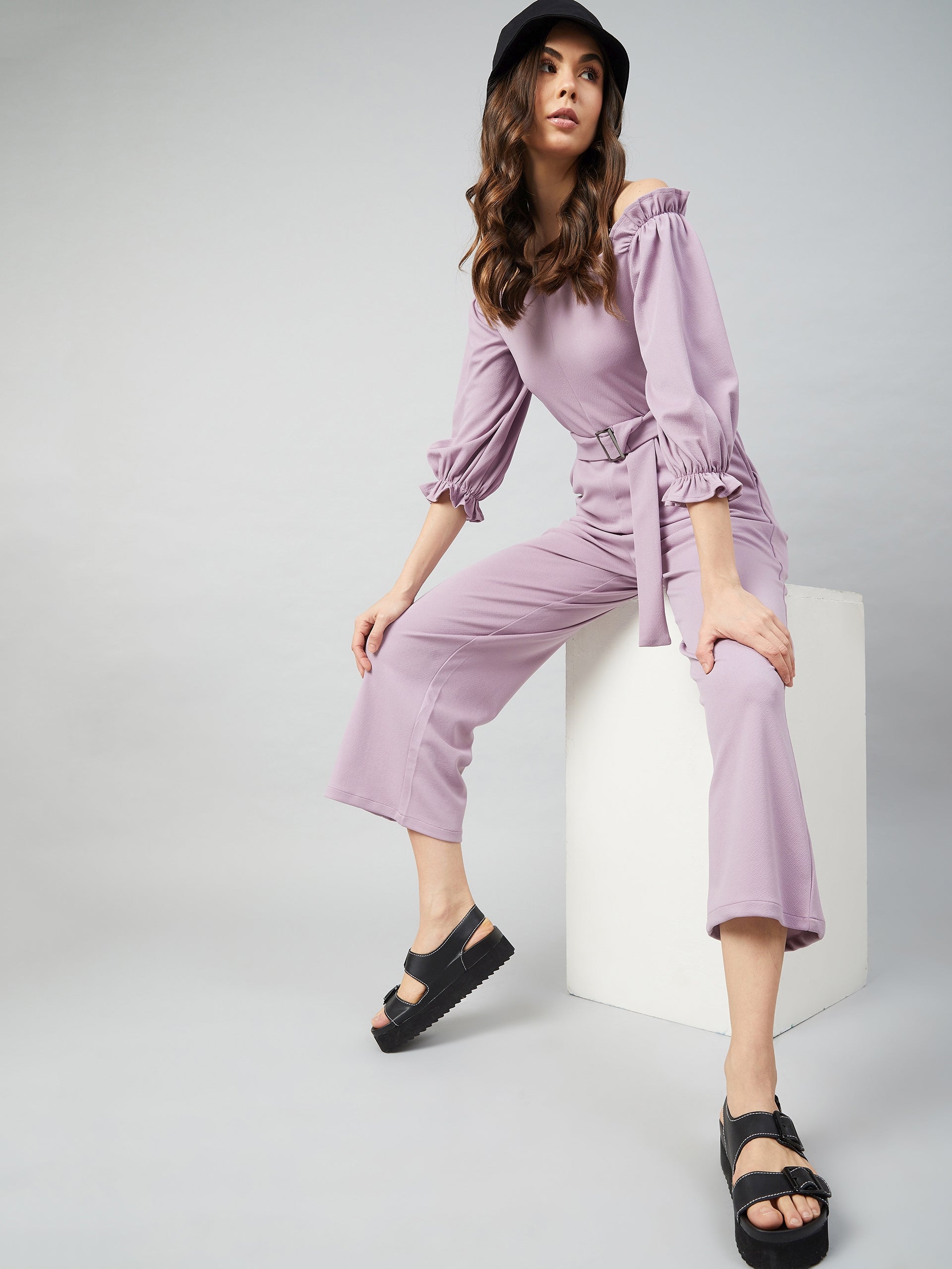 Athena Women Lavender Solid Jumpsuit