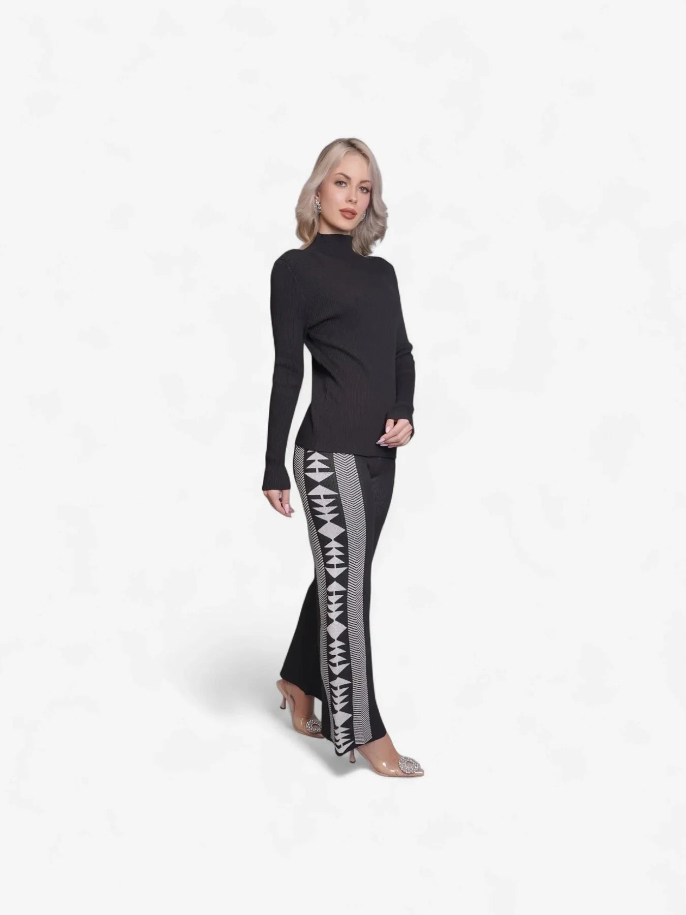 Aztec Printed Three Piece Set - Black