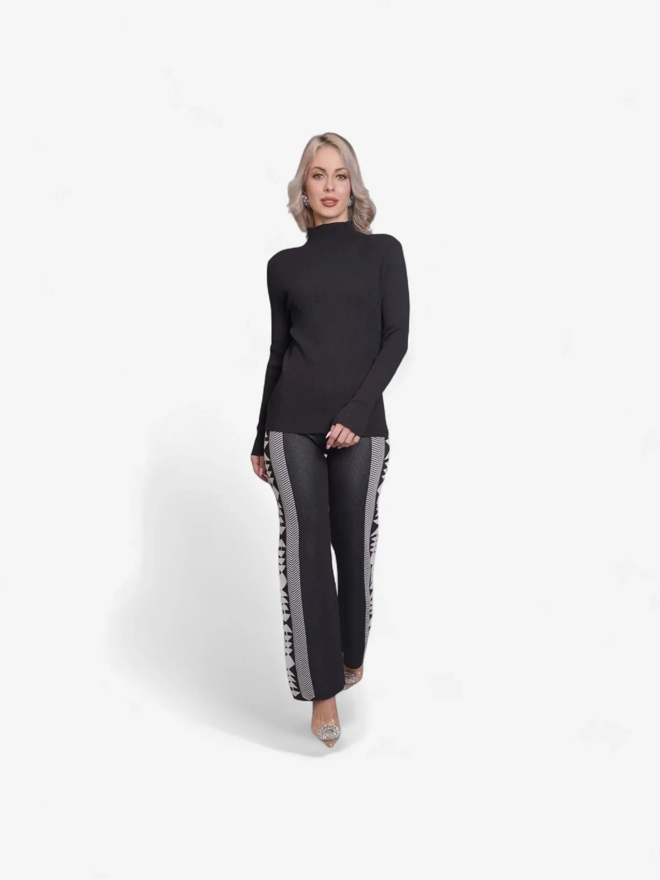 Aztec Printed Three Piece Set - Black