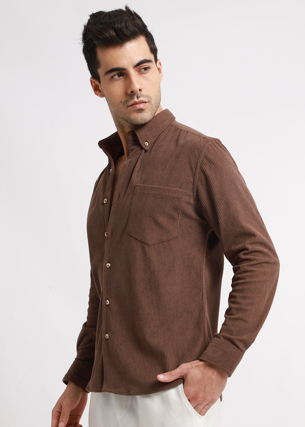 Mocha Brown Corduroy Shirt