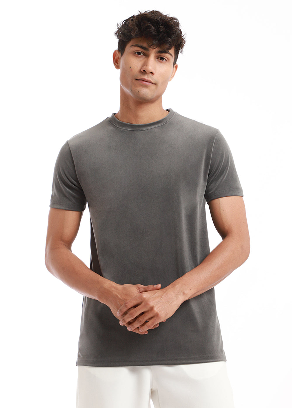 Glacier Gray Plain Suede T-shirt