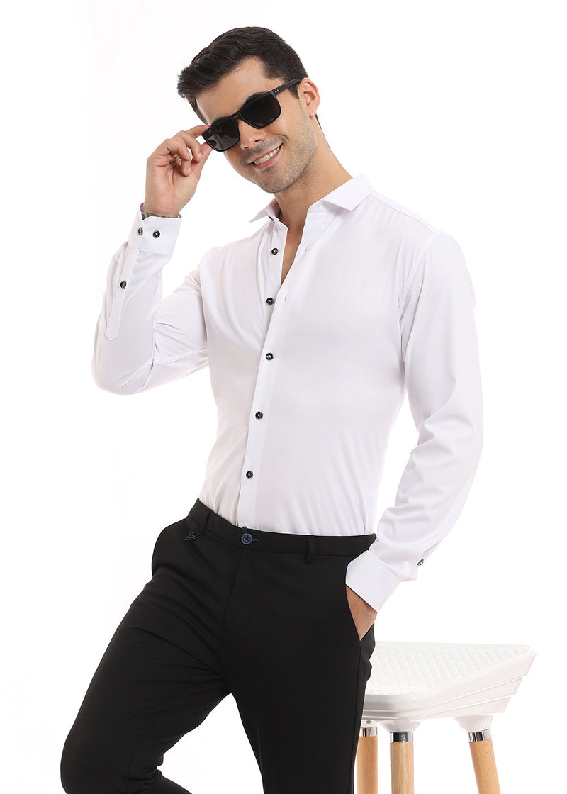 Wrinkle  Free White Plain Shirt
