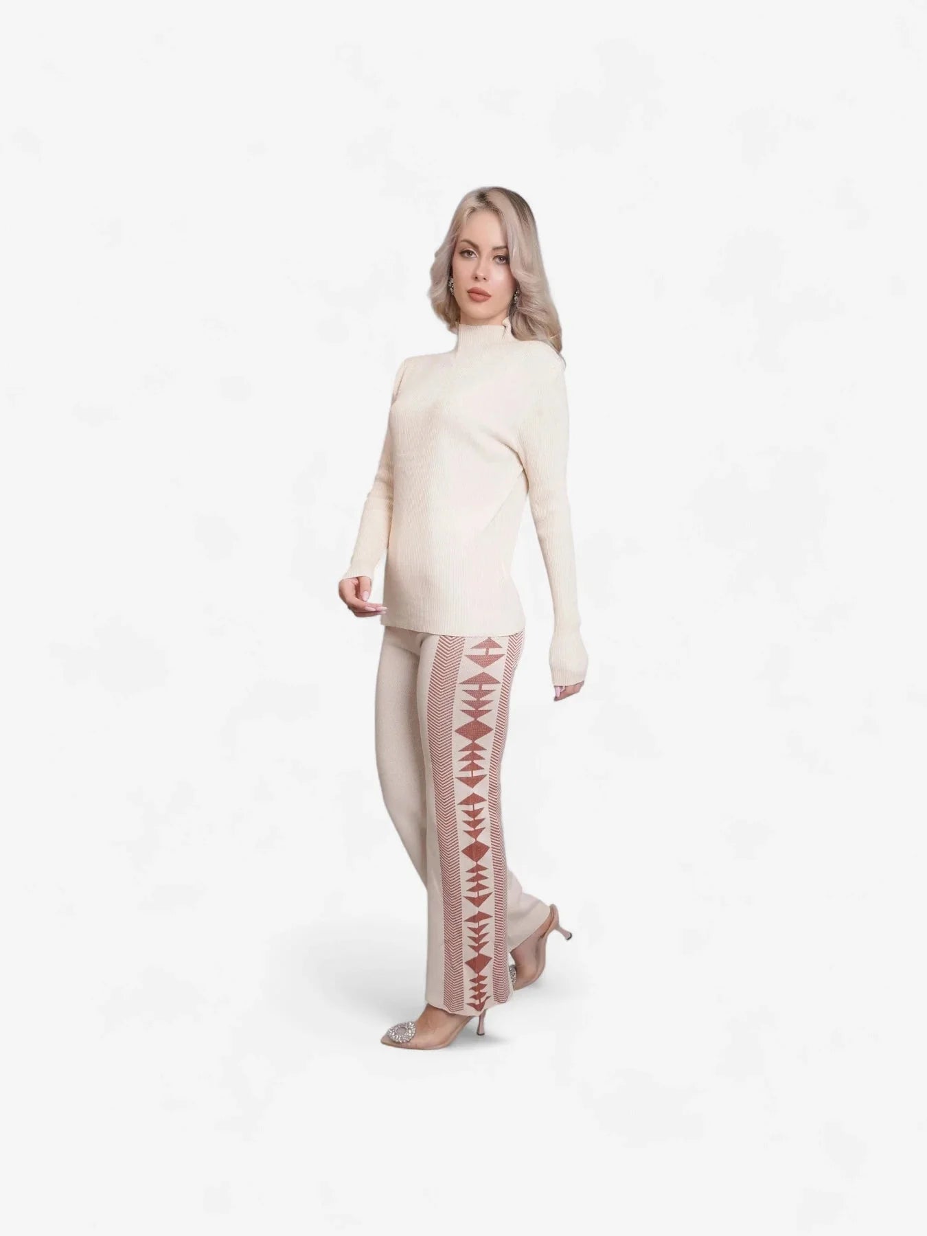 Aztec Printed Three Piece Set - Off White