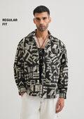 Beige Black Regular Fit Shacket