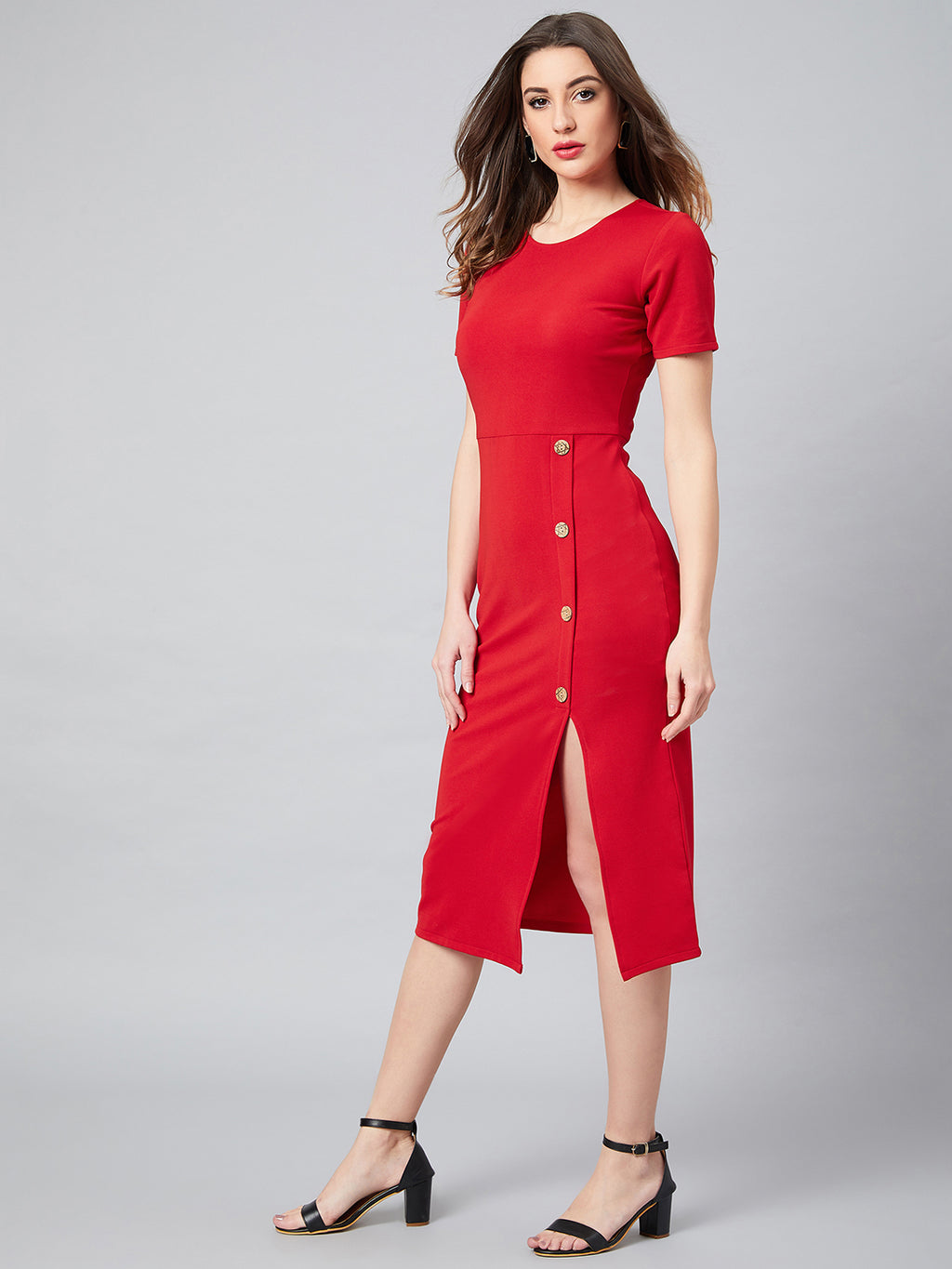 Athena Women Red Solid Sheath Dress